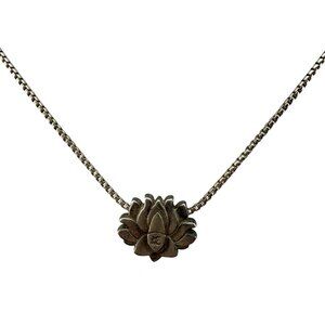 Alex And Ani Sterling Silver Lotus Charm Necklace 925 Box Chain Womens Jewelry